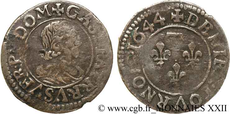 DOMBES - PRINCIPALITY OF DOMBES - GASTON OF ORLEANS Denier tournois, type 6 VF
