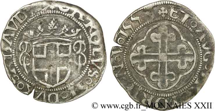 SAVOY - DUCHY OF SAVOY - CHARLES II THE GOOD Gros, 3e type (grosso) XF