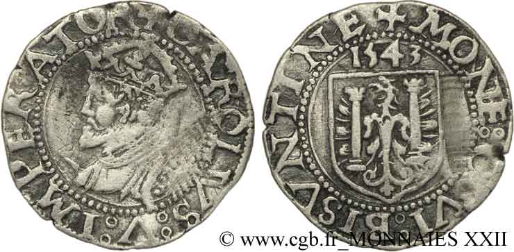 TOWN OF BESANCON - COINAGE STRUCK AT THE NAME OF CHARLES V Carolus VF/XF