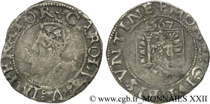 TOWN OF BESANCON - COINAGE STRUCK IN THE NAME OF CHARLES V Carolus VG/VF
