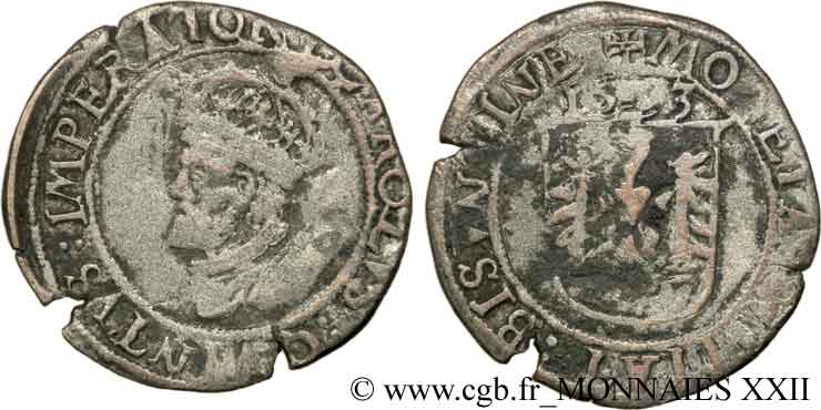 TOWN OF BESANCON - COINAGE STRUCK AT THE NAME OF CHARLES V Carolus VF/F