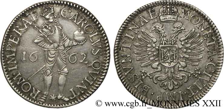 TOWN OF BESANCON - COINAGE STRUCK IN THE NAME OF CHARLES V Demi-daldre AU