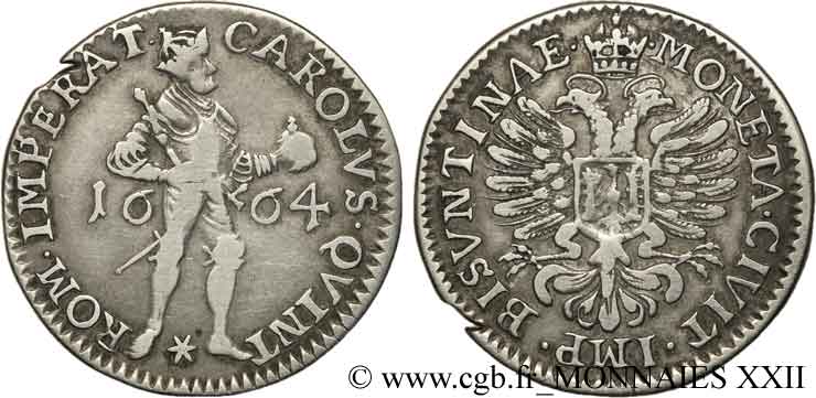 TOWN OF BESANCON - COINAGE STRUCK IN THE NAME OF CHARLES V Quart de daldre VF