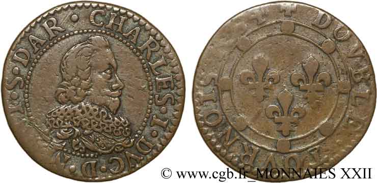 ARDENNES - PRINCIPALITY OF ARCHES-CHARLEVILLE - CHARLES I GONZAGA Double tournois, col fraisé VF