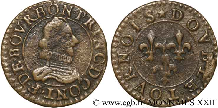 PRINCIPALITY OF CHATEAU-REGNAULT - FRANCIS OF BOURBON-CONTI Double tournois, type 8 XF
