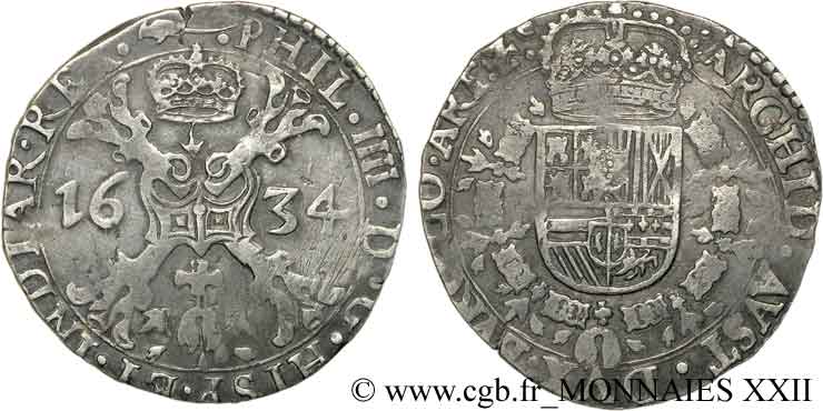 SPANISH LOW COUNTRIES - COUNTY OF ARTOIS - PHILIPPE IV OF SPAIN Demi-patagon XF