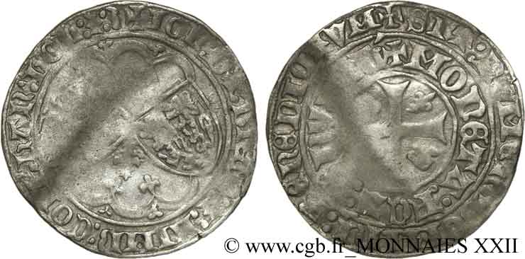 BRABANT - DUCHY OF BRABANT - JOHN IV OF BURGUNDY Demi-gros (1/4 drielander) VF