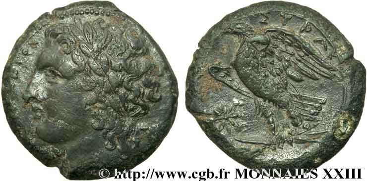 SICILIA - SIRACUSA Hemilitron ou bronze à l’aigle, (MB, Æ 23) q.SPL