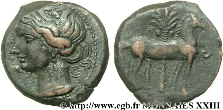 ZEUGITANIA - CARTAGE Shekel de bronze, (MB, Æ 22) BB
