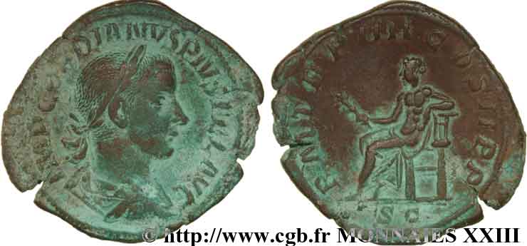 GORDIAN III Sesterce, (GB, Æ 33) AU/XF