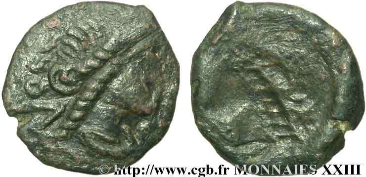 GALLIA - SUDOESTE DE GALLIA VOLCÆ ARECOMICI (Región de Nisma) Bronze au Démos, VOLCAE AREC, frappe incuse BC+