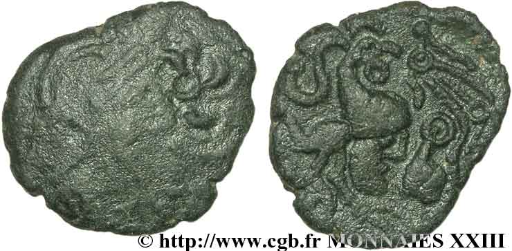 GALLIA - BELGICA - BELLOVACI (Región de Beauvais) Bronze au coq, “type d’Hallencourt” BC/MBC+