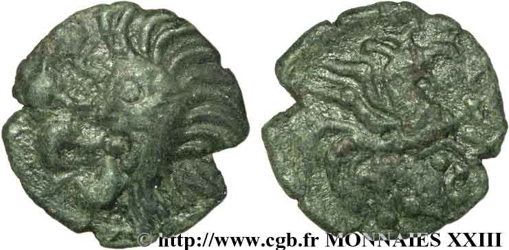 BELLOVAQUES (Région de Beauvais) Bronze au coq à tête humaine TTB