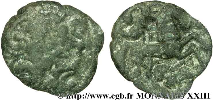 GALLIA BELGICA - BELLOVACI, Incerti Bronze imitant les drachmes carnutes LT. 6017 q.MB/q.BB