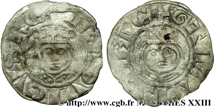 LUIGI VII  THE YOUNG  Denier c. 1151-1174 Laon VF/VF