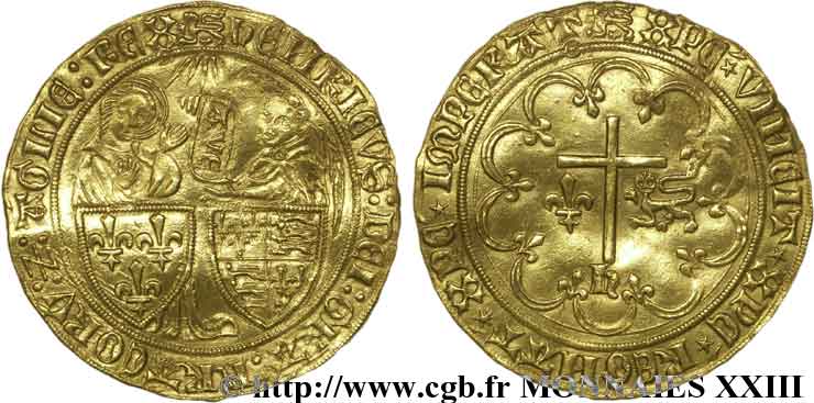 HENRY VI DE LANCASTRE - ROI DE FRANCE (1422-1453) - ROI D ANGLETERRE (1422-1461) et (1470-1471) Salut d or 6/09/1423 Rouen TTB+