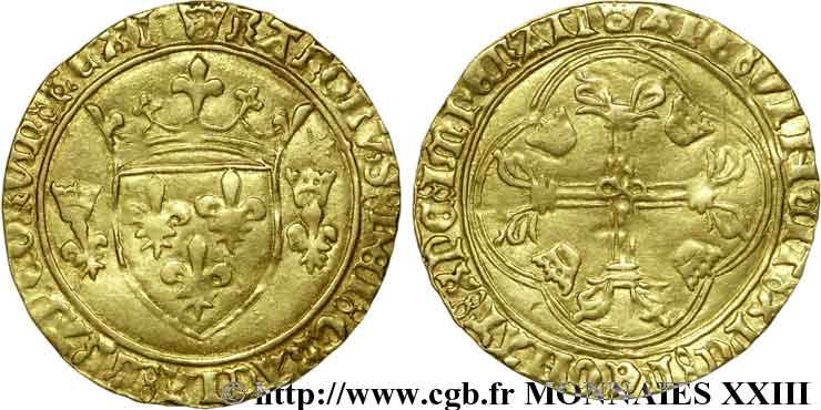 CHARLES VII LE VICTORIEUX Écu d or à la couronne ou écu neuf 18/05/1450 Tours TTB