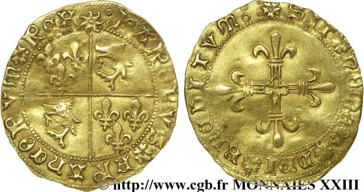 CHARLES VIII Écu d or au soleil du Dauphiné n.d. Grenoble TTB