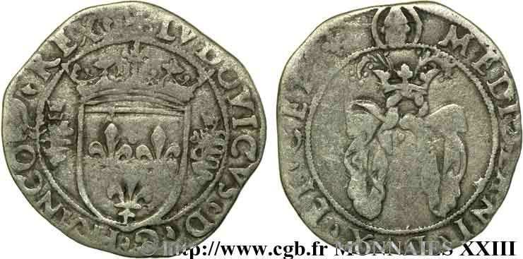 ITALY - DUCHY OF MILAN - LOUIS XII Bissone ou gros royal de 3 sous c. 1500-1512 Milan VF