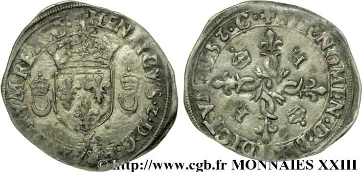 HENRY II Douzain aux croissants 1552 Chambéry VF/XF