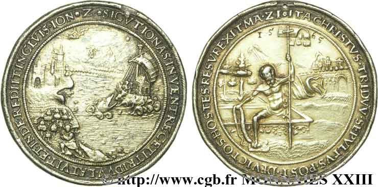 ALLEMAGNE Médaille Ar 48, la résurrection, Jonas et la baleine n.d.  AU