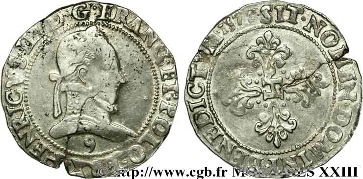 HENRI III Franc au col plat 1578 Rennes TTB