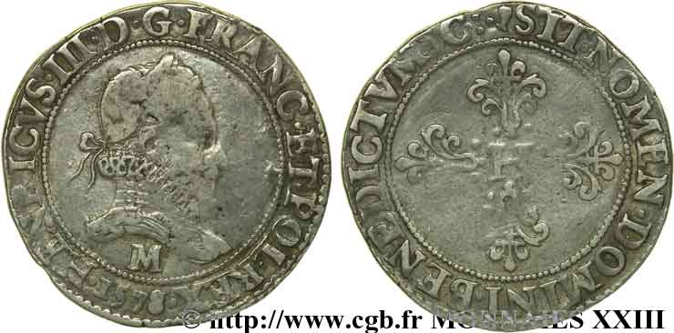 HENRY III Franc au col fraisé 1578 Toulouse VF