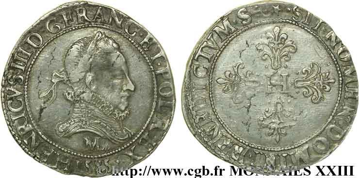 HENRY III Franc au col fraisé 1585 Toulouse fVZ