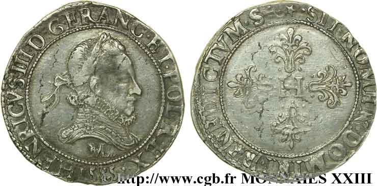 HENRY III Franc au col fraisé 1585 Toulouse AU