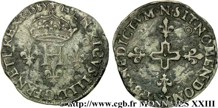 HENRY III Double sol parisis, 2e type 1585 Montpellier BC+