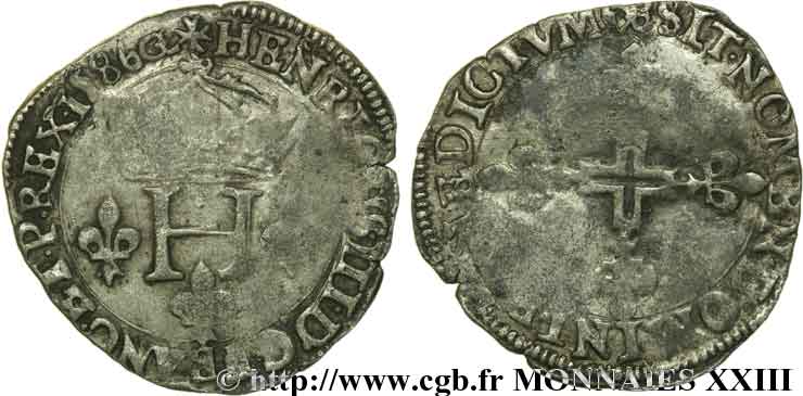 HENRY III Double sol parisis, 2e type 1586 Aix-en-Provence VF