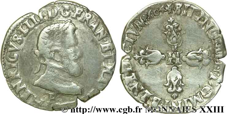 HENRY IV Demi-franc, 2e type d Angers et Tours 1604 Angers BC