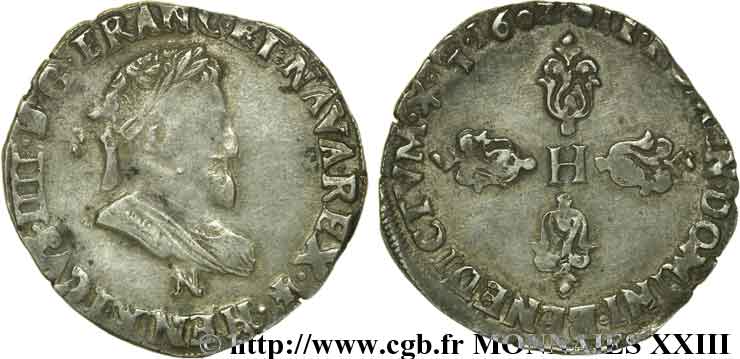 HENRI IV LE GRAND Demi-franc, type de Montpellier 1602 Montpellier TTB