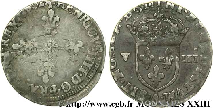 HENRY IV Huitième d écu, croix fleurdelisée de face 1602 Paris q.MB/MB
