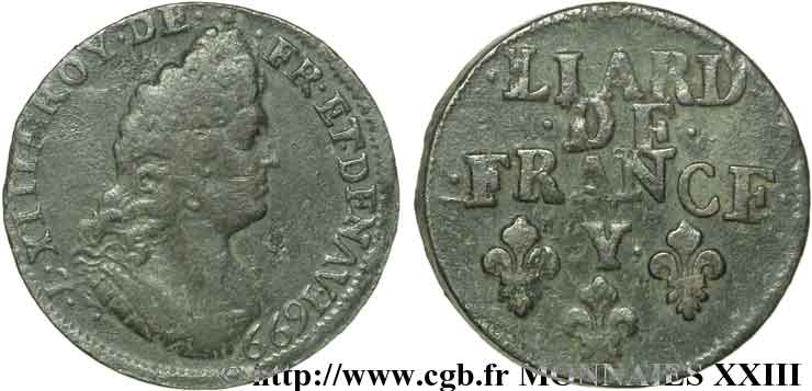 LOUIS XIV LE GRAND OU LE ROI SOLEIL Liard, 3e type, buste âgé 1699 Bourges TTB