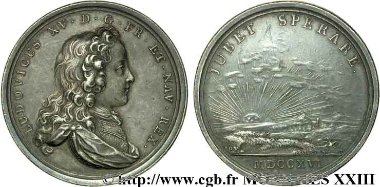 LOUIS XV  THE WELL-BELOVED  Médaille, espérance dans le nouveau règne AU