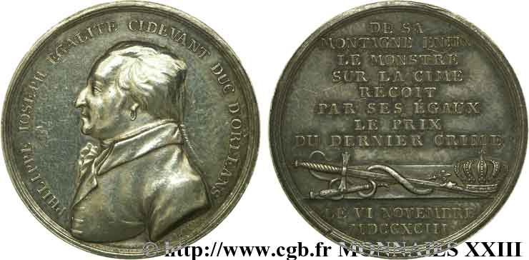 LOUIS PHILIPPE JOSEPH, DUC D ORLÉANS, dit PHILIPPE-ÉGALITÉ Jeton célébrant l’exécution de Philippe d’Orléans le 6 novembre 1793 EBC