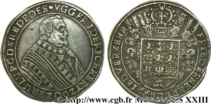 GERMANY - DUCHY OF BRUNSWICK LUNENBURG CELLE - FREDERICK V Thaler 1646 Clausthal XF