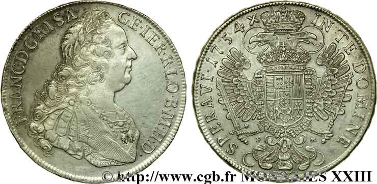 BOHEMIA - KINGDOM OF BOHEMIA - FRANCIS I OF LORRAINE Thaler 1754 Prague AU/AU