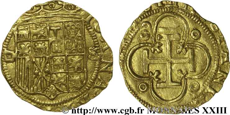 SPAIN - KINGDOM OF SPAIN - JOANNA AND CHARLES Écu d’or, escudo n.d. Séville AU