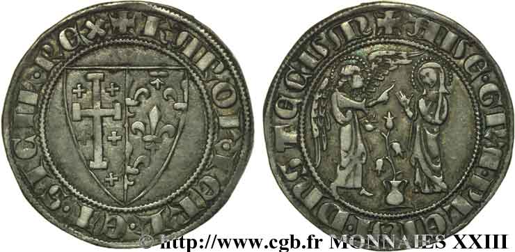 ITALIE - ROYAUME DE NAPLES - CHARLES Ier D ANJOU Salut d argent c. 1266-1285 Naples TTB