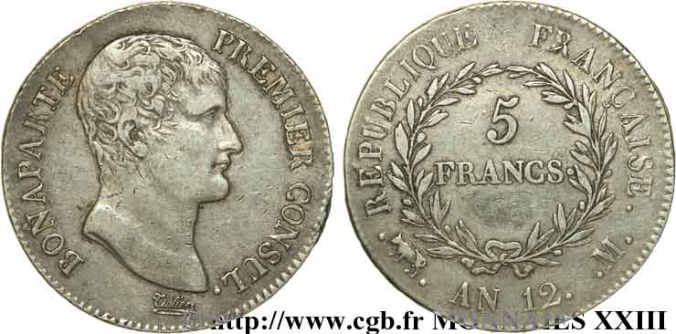 5 francs Bonaparte Premier consul 1804 Toulouse F.301/20 TTB 