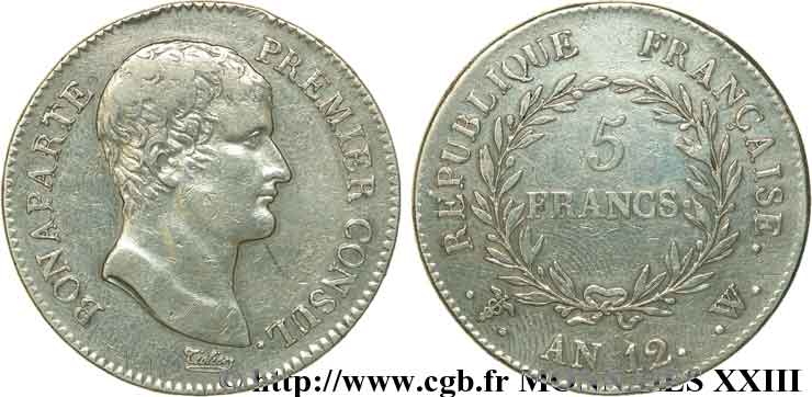 5 francs Bonaparte Premier consul 1804 Lille F.301/26 TB 