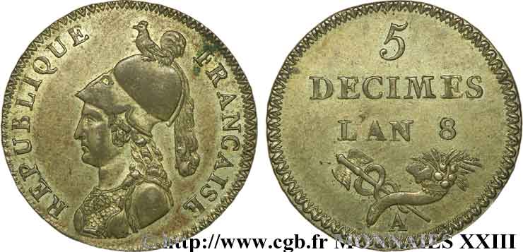 Essai de 5 décimes de Lorthior 1800 Paris VG.827  EBC 