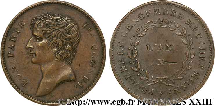 Essai au module de 2 francs Bonaparte par Jaley d après le procédé de Gengembre 1802 Paris VG.977  MBC 