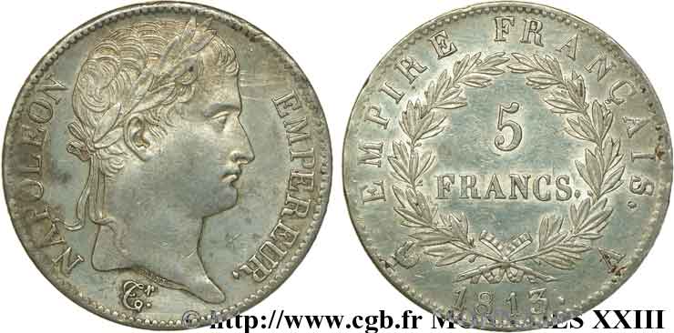 5 francs Napoléon empereur, Empire français 1813 Paris F.307/58 AU 