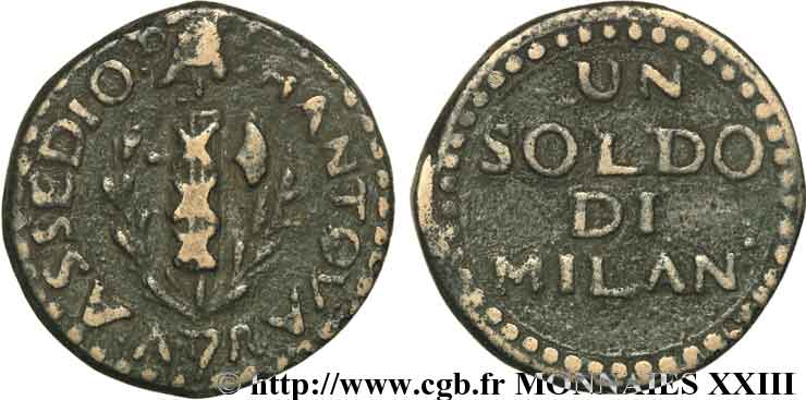ITALY - SECOND SIEGE OF MANTUA 1 soldo 1799 Mantoue XF 