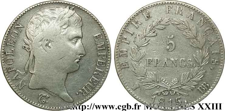 5 francs Napoléon Empereur, Cent-Jours 1815 Strasbourg F.307A/3 MB 