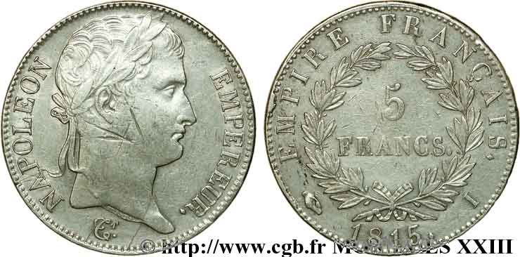 5 francs Napoléon Empereur, Cent-Jours 1815 Limoges F.307A/4 TTB 
