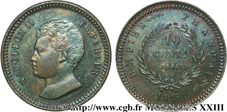 10 centimes, essai en bronze 1816  VG.2412  SPL 